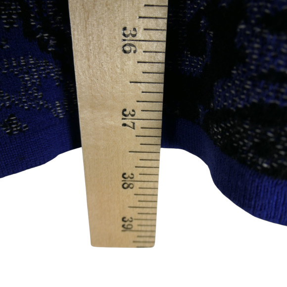 Beige by Eci Sweater Dress Womens Large Blue Floral Cotton Career Casual Boho - Picture 8 of 10